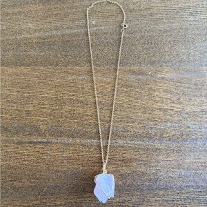 Gold Necklace with Pink Crystal Pendant